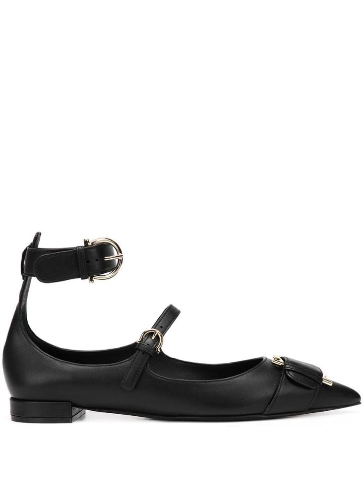 Salvatore Ferragamo Gancini Ballerina Shoes - Black