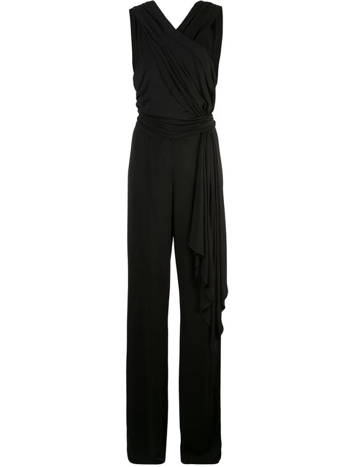 Josie Natori Side Drape Jumpsuit - Black