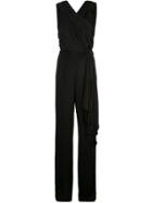 Josie Natori Side Drape Jumpsuit - Black