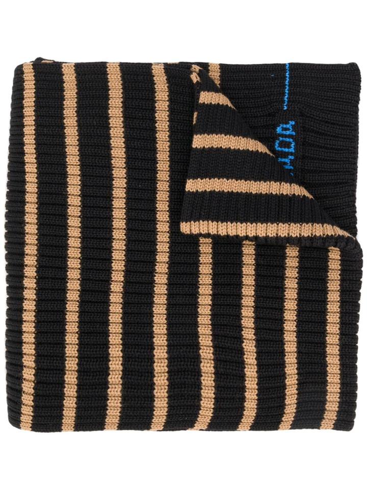 Prada Ribbed Striped Scarf - Black