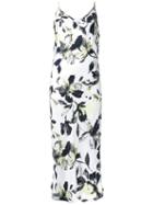 Scanlan Theodore Printed Slip Long Dress, Women's, Size: 10, White, Silk