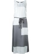Donna Karan Belted Paneled Long Dress
