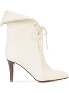 Chloé Foldover Top Ankle Boots - White