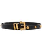 Versace Black Square Buckle Tribute Leather Belt