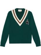 Gucci Wool Sweater With Anchor Crest - Green