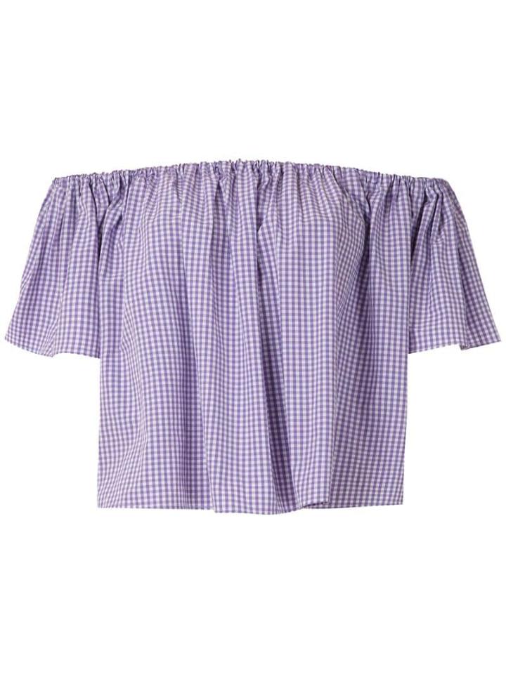 Andrea Bogosian Off The Shoulder Check Blouse - Purple