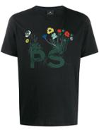 Ps Paul Smith Skull Flower Print T-shirt - Black