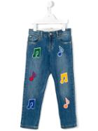 Stella Mccartney Kids - Musical Notes Patch Jeans - Kids - Cotton/polyester/spandex/elastane - 12 Yrs, Blue