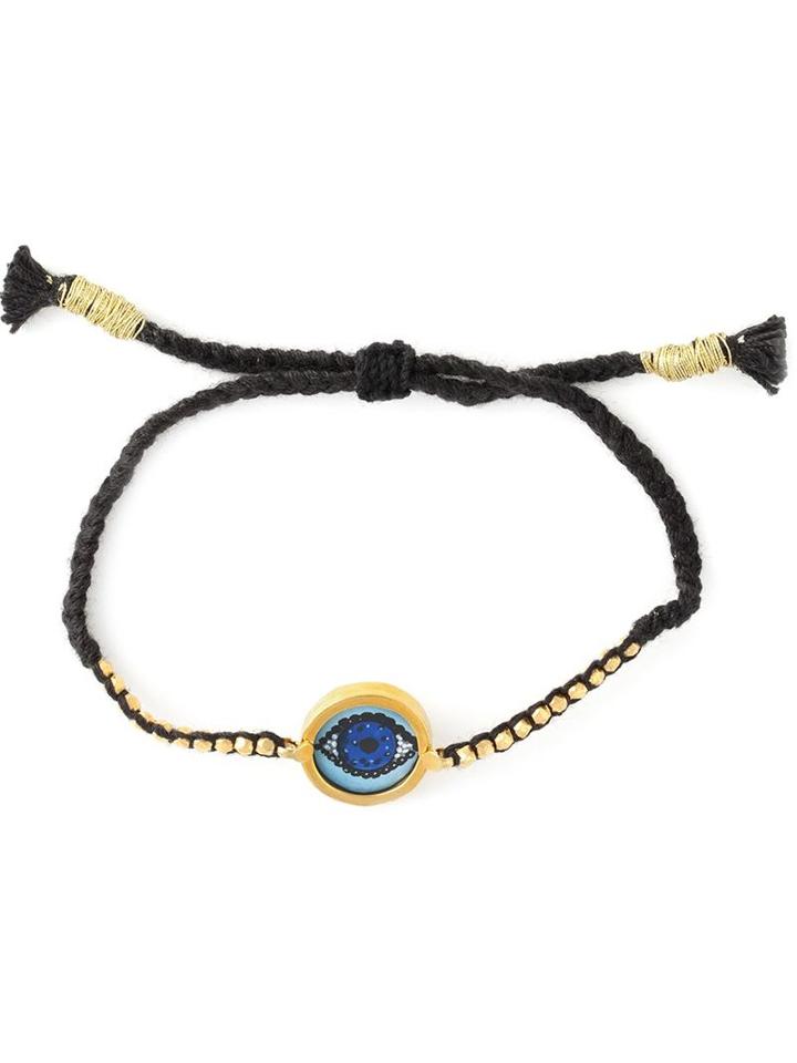 Ileana Makri Lucky Eye Bracelet, Women's, Black, Silver/cotton