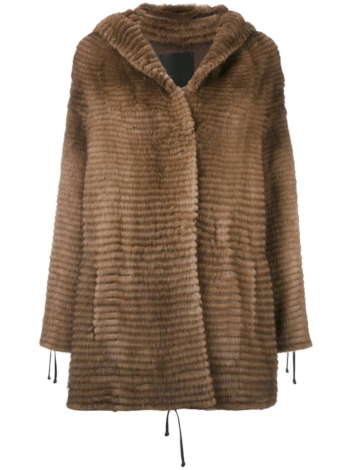 Liska Hooded Swing Coat - Brown
