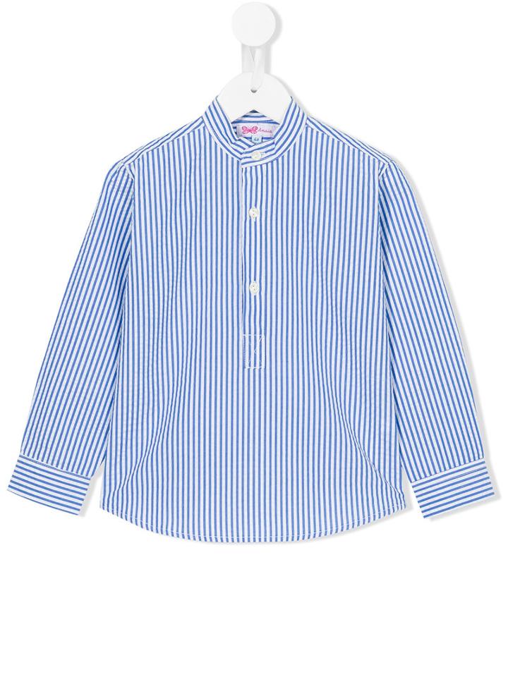 Amaia Mandarin Neck Striped Shirt, Boy's, Size: 8 Yrs, Blue