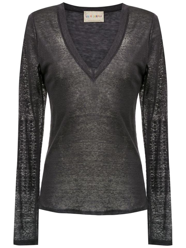 Andrea Bogosian Embroidered Linen Top - Grey