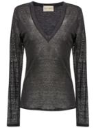 Andrea Bogosian Embroidered Linen Top - Grey