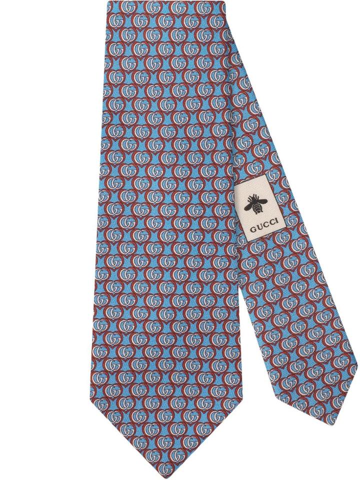 Gucci Monogram Print Tie - Blue
