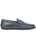 Tod's Raffia Sole Penny Loafers - Blue