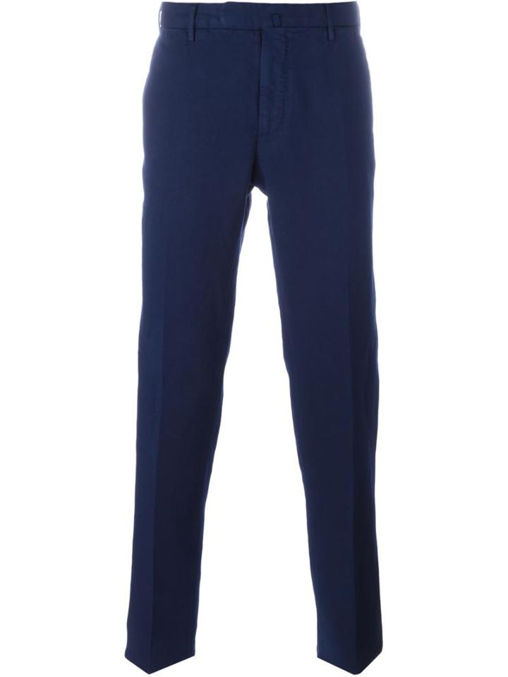 Incotex Straight Leg Chinos, Men's, Size: 48, Blue, Linen/flax/cotton