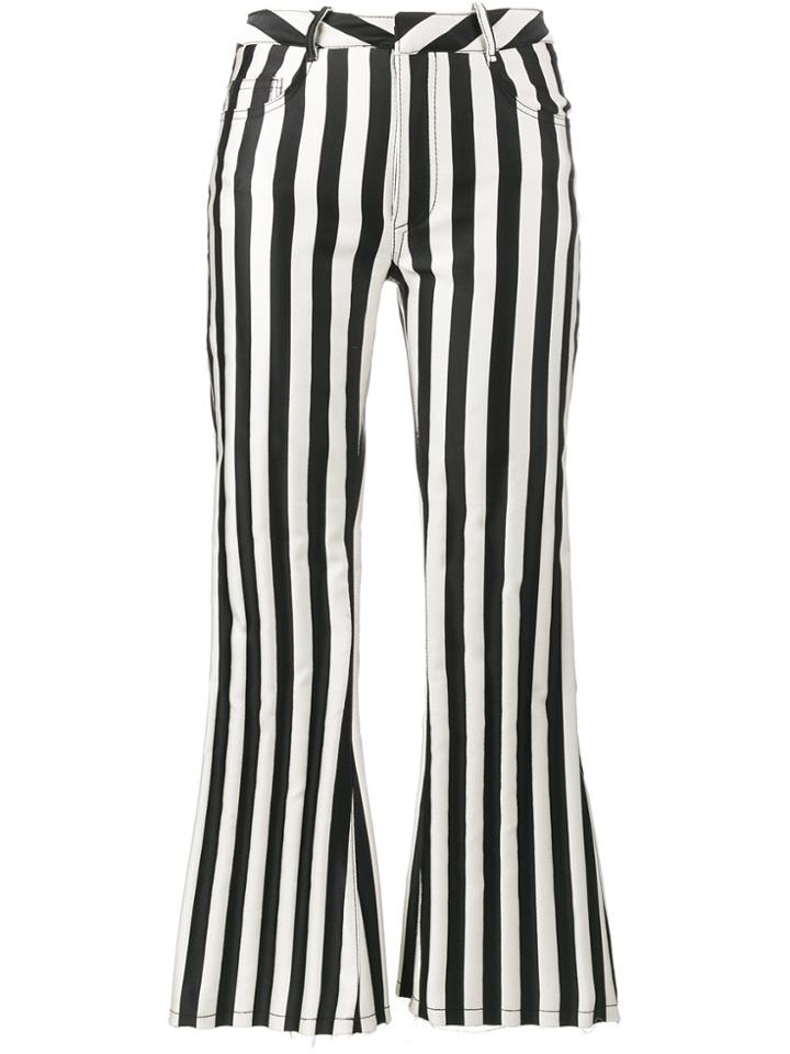 Marques'almeida Mid Rise Striped Flared Trousers - Black