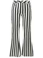 Marques'almeida Mid Rise Striped Flared Trousers - Black