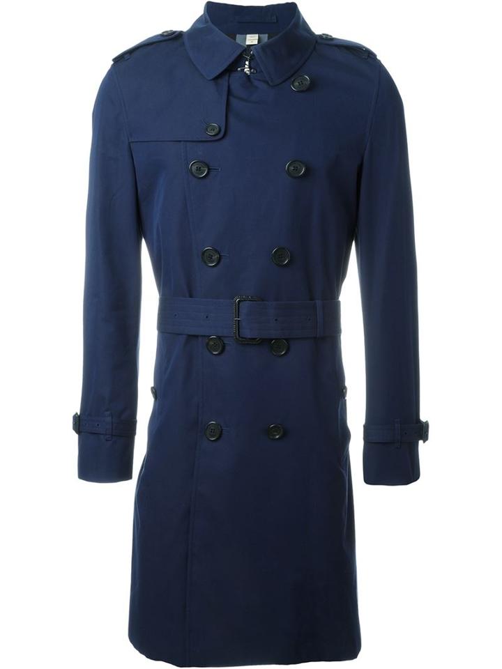 Burberry London Classic Trench Coat, Men's, Size: 50, Blue, Cotton/acetate/viscose
