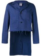 Ganryu Comme Des Garcons Work Cropped Front Jacket, Men's, Size: Medium, Blue, Cotton