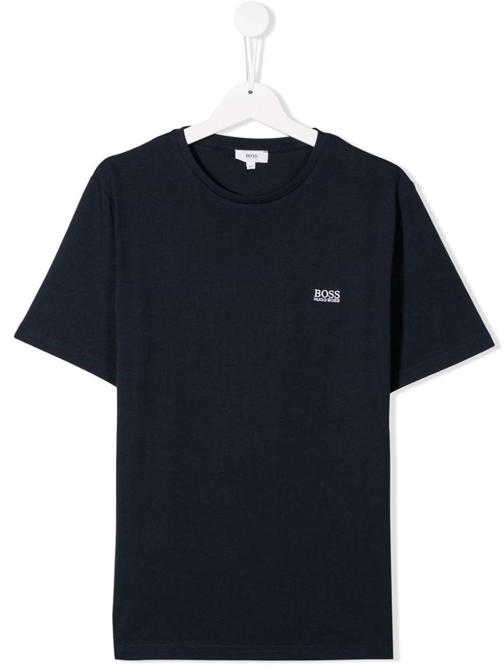 Boss Kids Logo Embroidered T-shirt - Blue