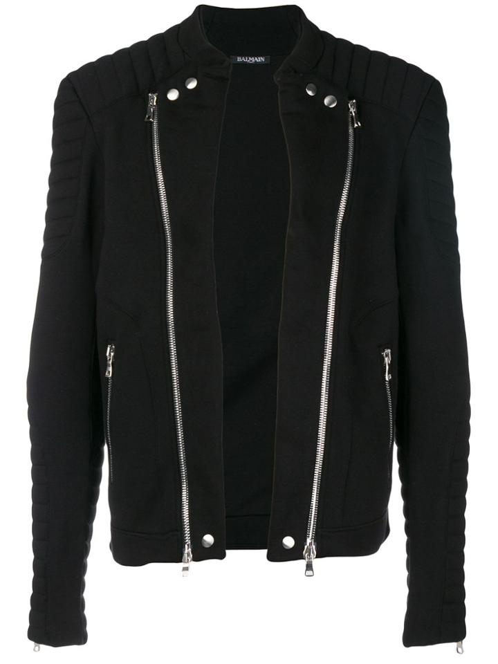 Balmain Fitted Biker Jacket - Black