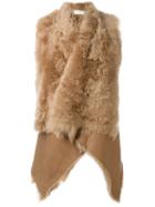 Drome Sleeveless Open Jacket, Women's, Size: Small, Brown, Lamb Skin/lamb Fur