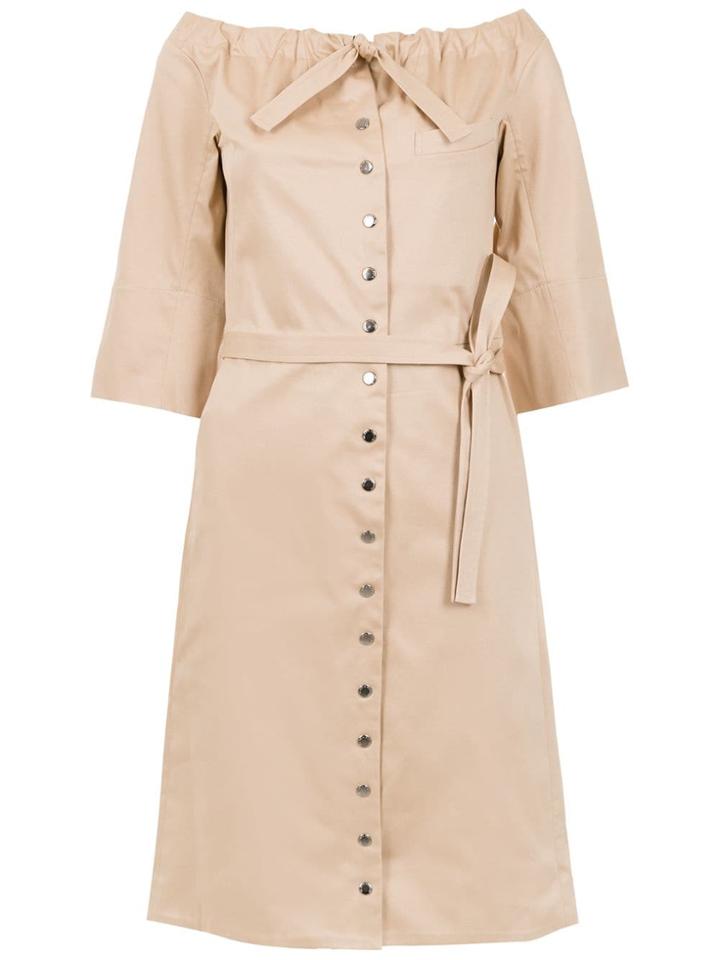 Gloria Coelho Off The Shoulder Midi Dress - Nude & Neutrals