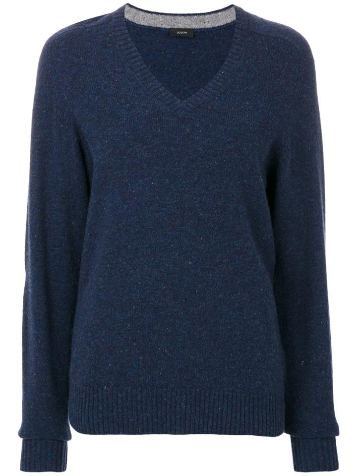 Joseph Textured V-neck Sweater - Blue