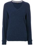 Joseph Textured V-neck Sweater - Blue