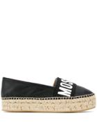 Moschino Logo Strap Platform Espadrilles - Black