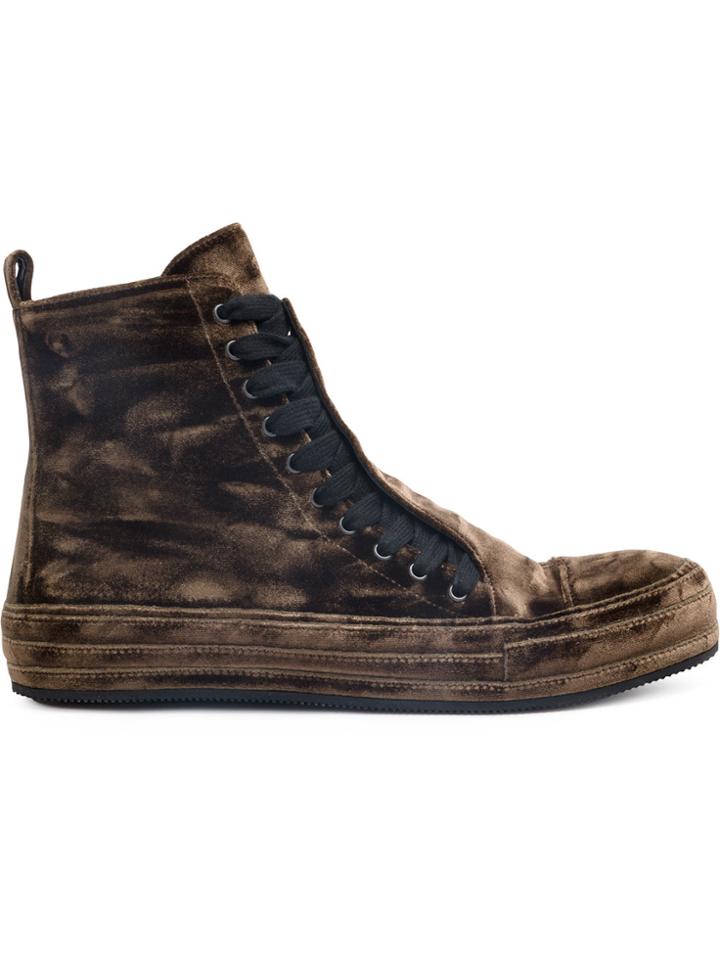 Ann Demeulemeester Velvet Hi-top Sneakers - Brown