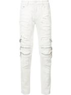 God's Masterful Children Zipped Ripped Skinny Jeans - White