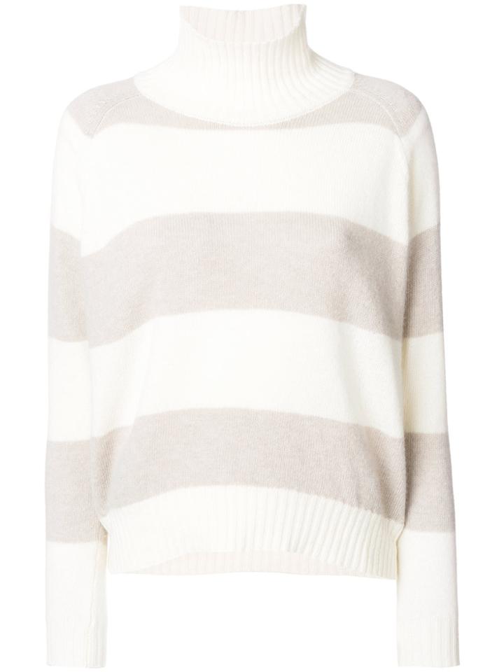 Zanone Striped Turtleneck Jumper - Nude & Neutrals