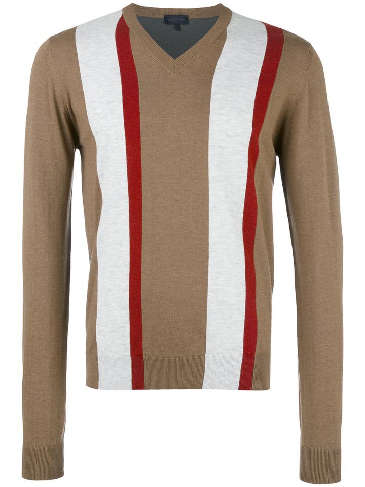 Lanvin Striped Jumper, Men's, Size: Small, Brown, Cotton/merino