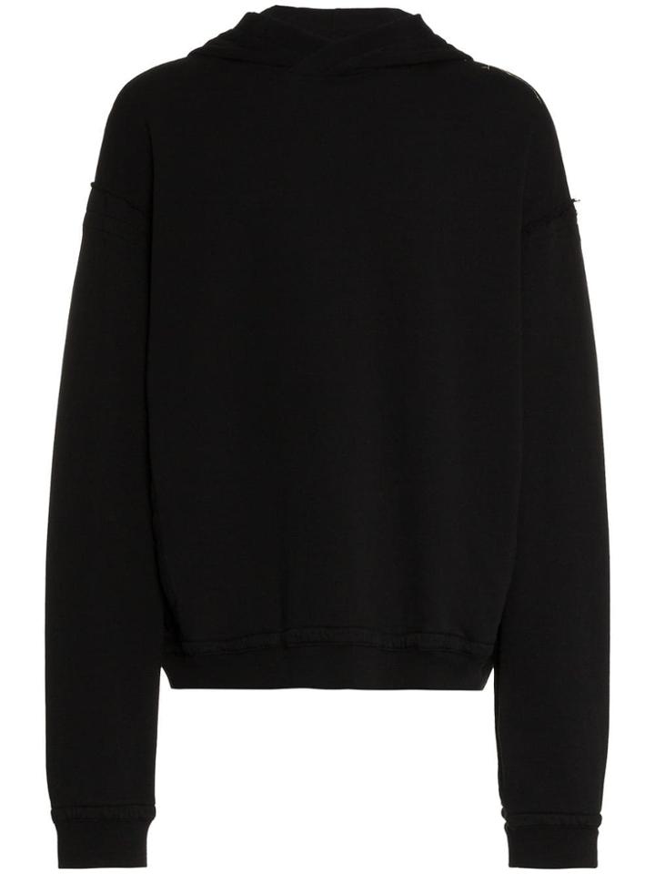 Haider Ackermann Floral Embroidered Cotton Hoodie - Black