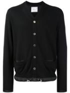 Sacai Drawstring Cardigan, Men's, Size: 4, Black, Wool/polyester/cotton