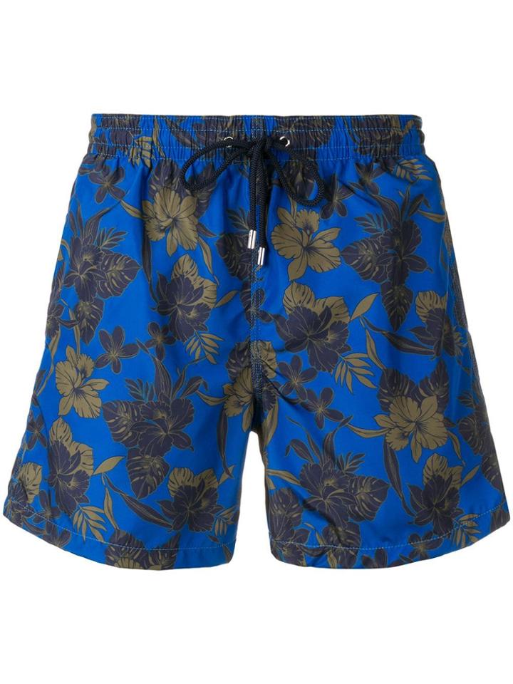 Aspesi Flower Print Swim Shorts - Blue