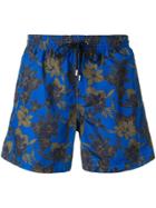 Aspesi Flower Print Swim Shorts - Blue