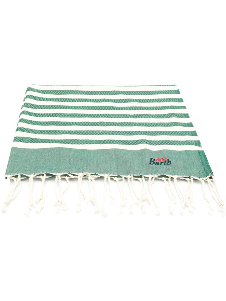 Mc2 Saint Barth Striped Logo Beach Towel - Green
