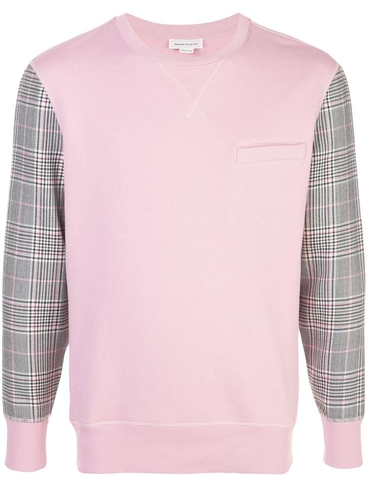 Alexander Mcqueen Plaid Sleeve Sweatshirt - Pink