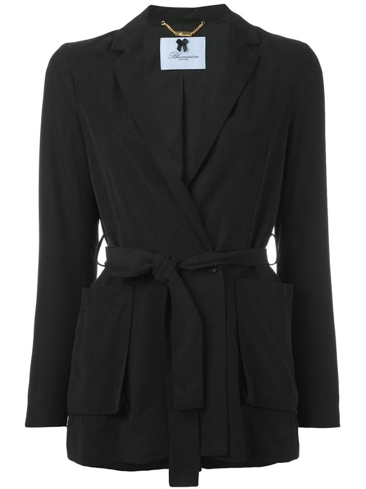 Blumarine - Tie-waist Blazer - Women - Polyester/acetate/lyocell - 42, Black, Polyester/acetate/lyocell