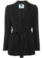 Blumarine - Tie-waist Blazer - Women - Polyester/acetate/lyocell - 42, Black, Polyester/acetate/lyocell