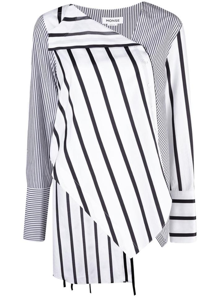 Monse Asymmetrical Striped Shirt - White