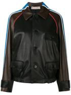 Marni Shoulder Stripe Leather Bomber - Black