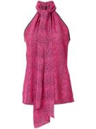 Philosophy Di Lorenzo Serafini Printed Tie Neck Top - Pink & Purple
