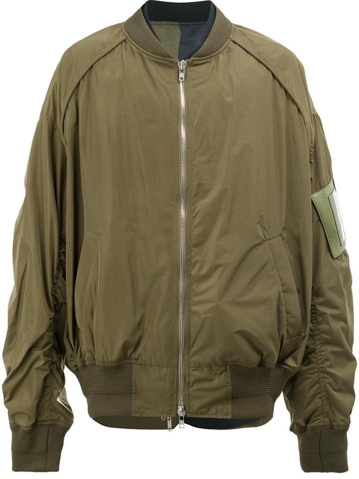 Juun.j Double Layered Oversized Bomber Jacket - Green