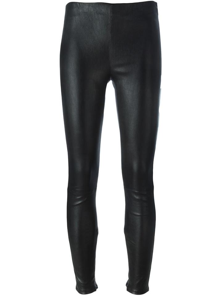 Saint Laurent Skinny Trousers, Women's, Size: 36, Black, Lamb Skin