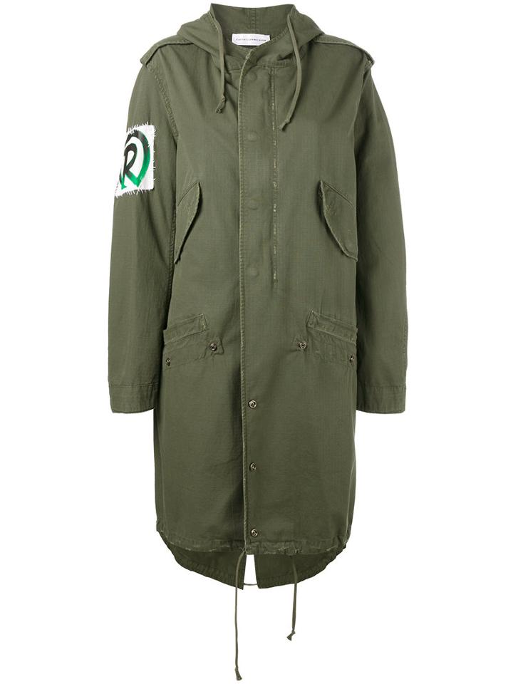 Faith Connexion Painted Jamaican Flag Parka, Women's, Size: Small, Green, Cotton