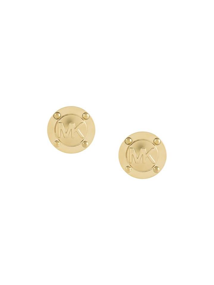 Michael Kors Logo Embossed Earrings, Women's, Metallic